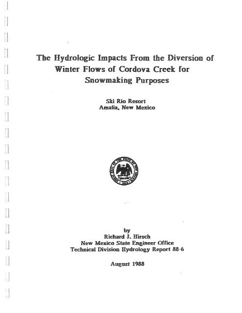 The Hydrologic Impacts From the Diversion of Winter Flows of ...