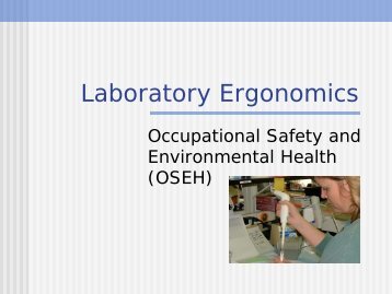 Laboratory Ergonomics - OSEH