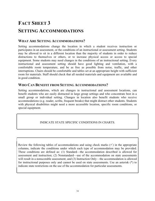 ACCOMMODATIONS MANUAL - The Office of Special Education ...