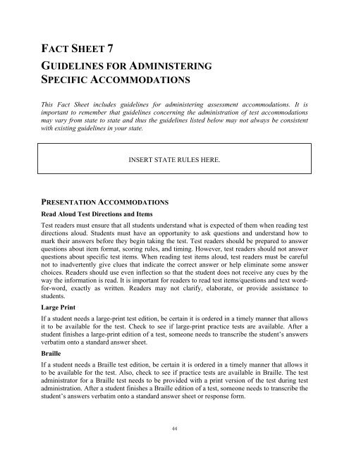 ACCOMMODATIONS MANUAL - The Office of Special Education ...