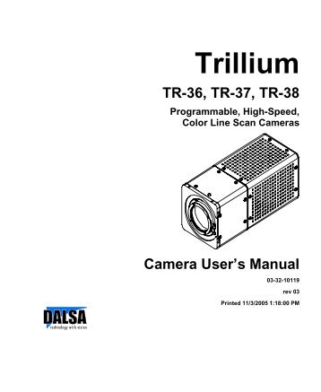 TR-33 TR-34 TR-35 Trillium Rhino User's Manual - Frame Grabbers