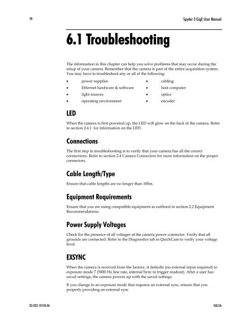 Spyder 3 Camera User's Manual GigE Dual Line - Frame Grabbers