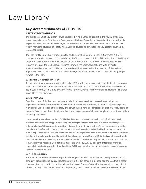 Annual Report 2005-2006 - Osgoode Hall Law School - York ...