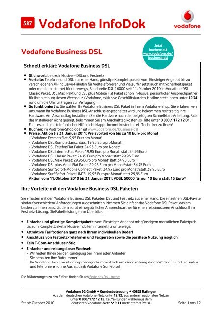 Infodok 587: Vodafone Business DSL