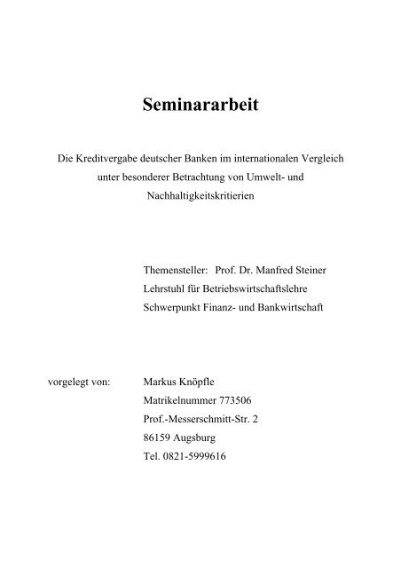 Seminararbeit - Knöpfle, Markus