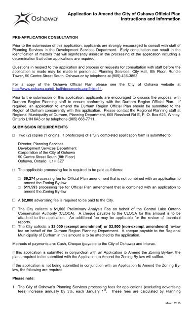 Official Plan Amendment Application - City of Oshawa