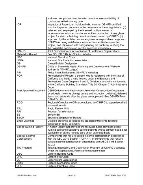 Best Practices for Project Management, Design, and Construction of ...