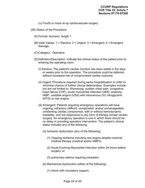 CALIFORNIA CODE OF REGULATIONS TITLE 22, DIVISION 7 ...