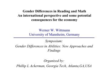 Gender Differences in Reading and Math Gender Differences in ... - osi