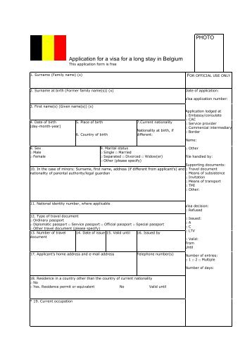 Application for a visa for a long stay in Belgium