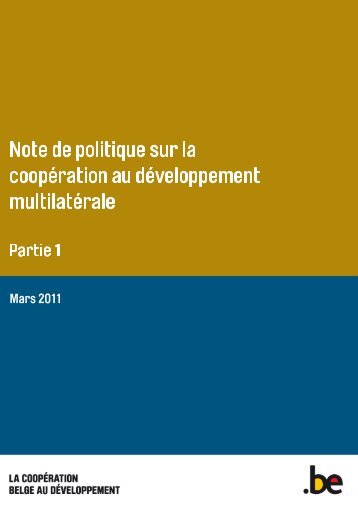 Note de politique sur la coopération au développement ... - Belgium
