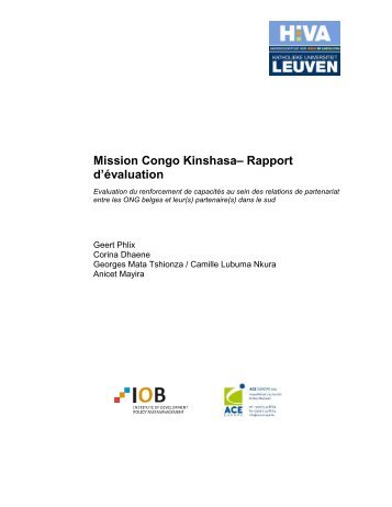 Mission Congo Kinshasa – Rapport d'évaluation - Belgium