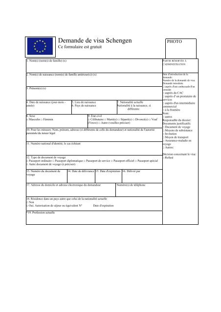 Demande de visa Schengen