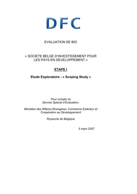 Evaluation de BIO: Annexe 1 - Etude Exploratoire - Belgium