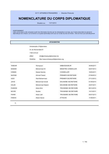 Corps diplomatique en Belgique (PDF, 270.15 Kb) - Belgium