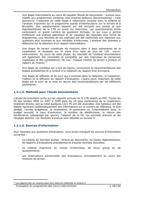Evaluation du Programme des Micro-interventions - Belgium