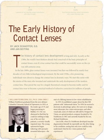 The Early History of Contact Lenses