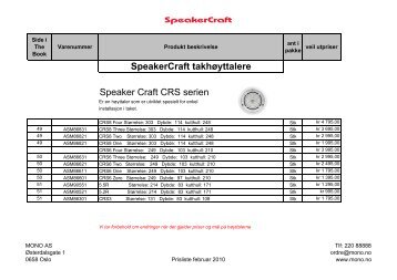 SpeakerCraft takhÃ¸yttalere Speaker Craft CRS ... - Oslo Hi-Fi Center