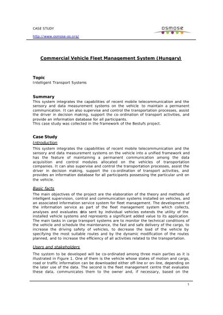 Commercial Vehicle Fleet Management System (Hungary) - Osmose