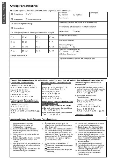 Antrag Auf Neuerteilung Der Fahrerlaubnis Online Fahrerlaubnis Antrag