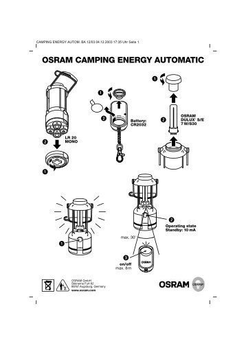 Bedienungsanleitung CAMPING ENERGY AUTOMATIC - Osram