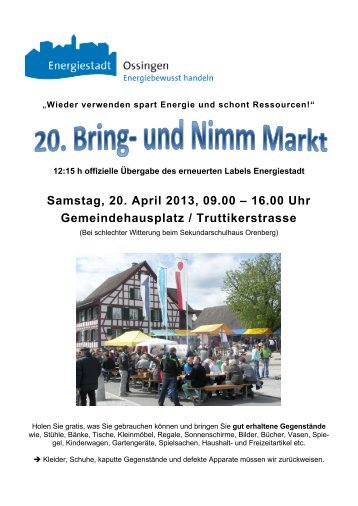 Bring- und Nimm Markt Flugblatt 2013 - in Ossingen