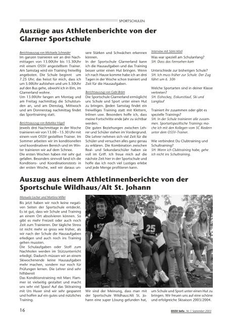 OSSV Info Nr. 1 - September 2003