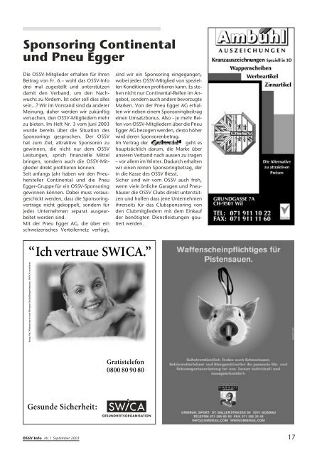 OSSV Info Nr. 1 - September 2003