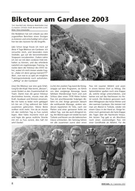 OSSV Info Nr. 1 - September 2003