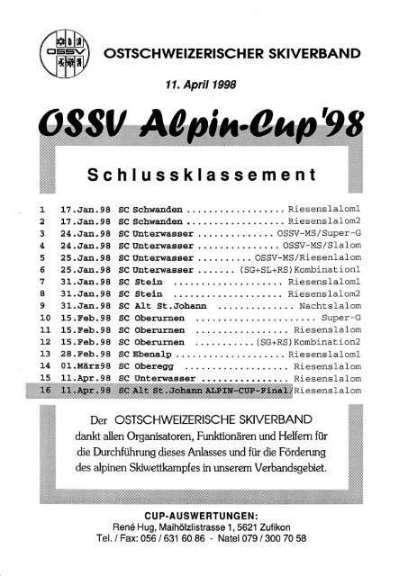 Schlussklassement - OSSV