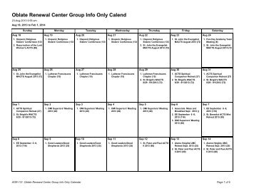 Oblate Renewal Center Group Info Only Calend - OST.edu