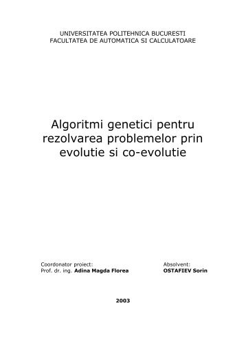 Algoritmi genetici pentru rezolvarea problemelor prin - Sorin ...