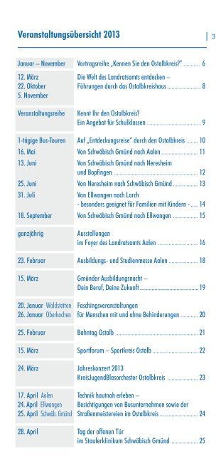 40 Jahre Ostalbkreis - Programm fÃ¼r das JubilÃ¤umsjahr 2013