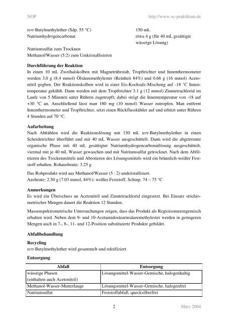 4019 Synthese von Acetamidostearinsäuremethylester aus - kriemhild