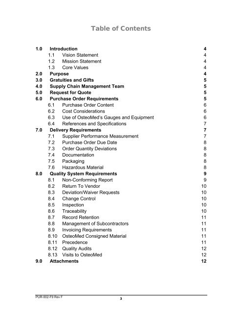 Supplier Requirements Manual - OsteoMed