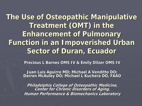 The Use of Osteopathic Manipulative Treatment (OMT) - American ...