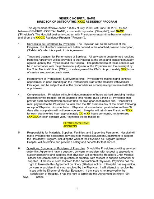 Program Director Contract