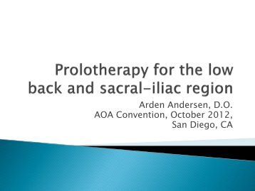 ProloTherapy of the Low Back (including Sacroiliac Areas)