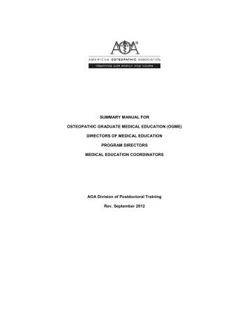 A summary manual for directors of medical education - American ...