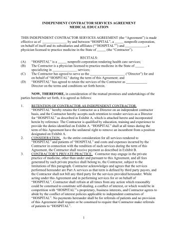 Program Director Agreement - Independent Contractor - American ...