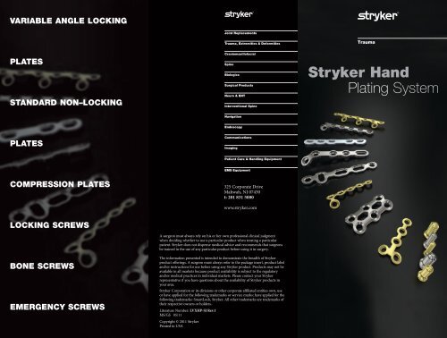 Stryker Hand Plating System Flyer