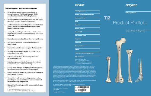 T2 Product Portfolio Flyer - Stryker