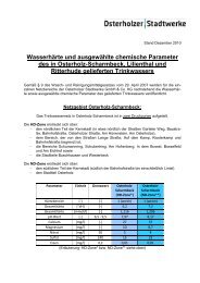 Wasserhärte und ausgewählte chemische Parameter des in ...