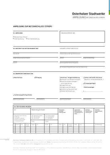 Anmeldung zum netzAnschluss (strom) - Osterholzer Stadtwerke