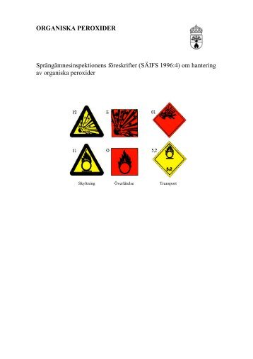 SÃIFS 1996:4 Hantering av organiska peroxider