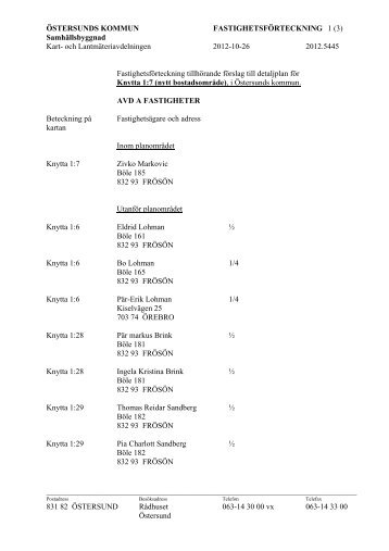 ÃSTERSUNDS KOMMUN FASTIGHETSFÃRTECKNING 1 (3 ...