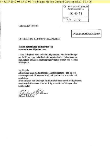 KommunfullmÃ¤ktiges protokoll 20120315 - Ãstersunds kommun