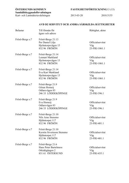 ÃSTERSUNDS KOMMUN FASTIGHETSFÃRTECKNING 1 (15 ...