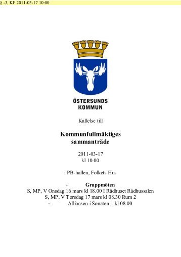 KommunfullmÃ¤ktiges sammantrÃ¤de - Ãstersunds kommun