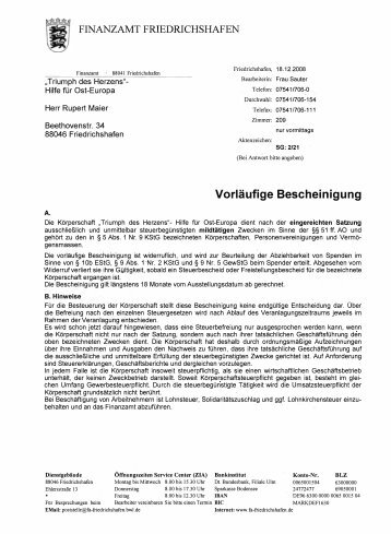 I FINANZAMT FRIEDRICHSHAFEN VorlÃ¤ufige ... - Osteuropahilfe